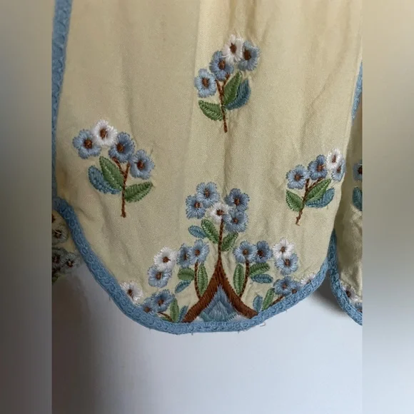 Kimchi Blue 🩵 Yellow and Blue Embroidered Mini Dress, M 💛 - Picture 6 of 7